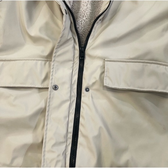 Zara Beige Hooded Puffer Jacket warm waterproof 9/10 - Picture 6 of 9
